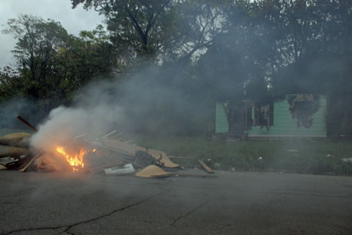 Trash burning in Detroit