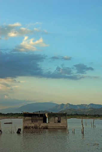 A flooded house a year after last year's floods