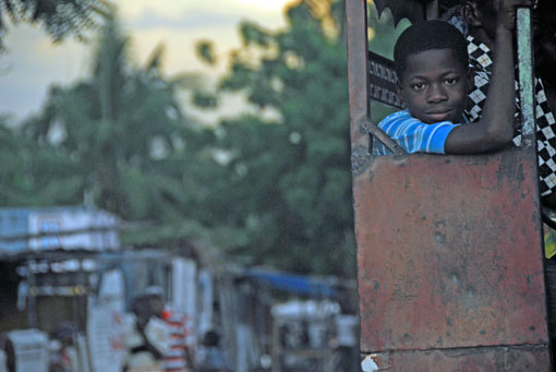 Willow's haiti blog boy in car lores