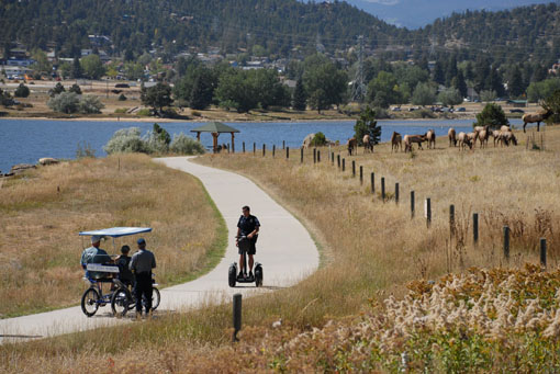 Policeman on a scooter in Estes Park