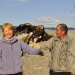 Dale on a shoot in Mongolia for the Eagle Hunters sequence which was filmed for the Mountains programme. (Photo copyright Dina Mufti)
